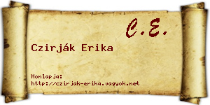Czirják Erika névjegykártya